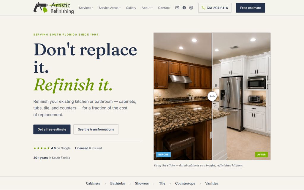 Artistic Refinishing website